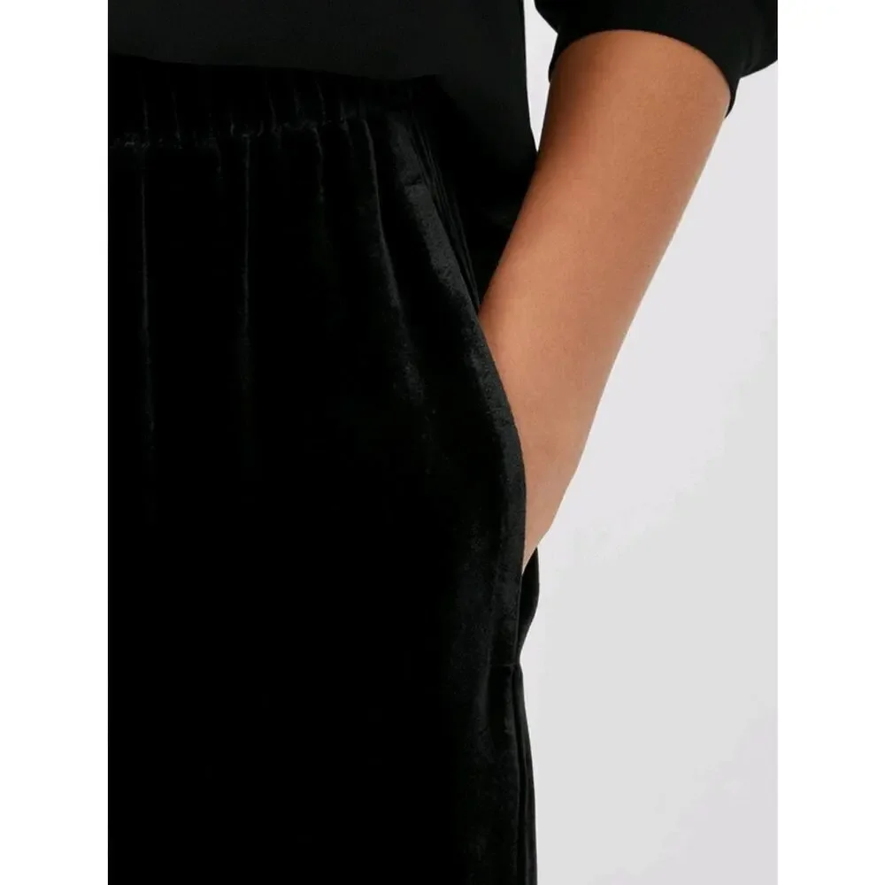 Eileen Fisher Velvet Pants Womens Plus Size XXL Black Wide Leg Silk New Whit Tag - Picture 4 of 16